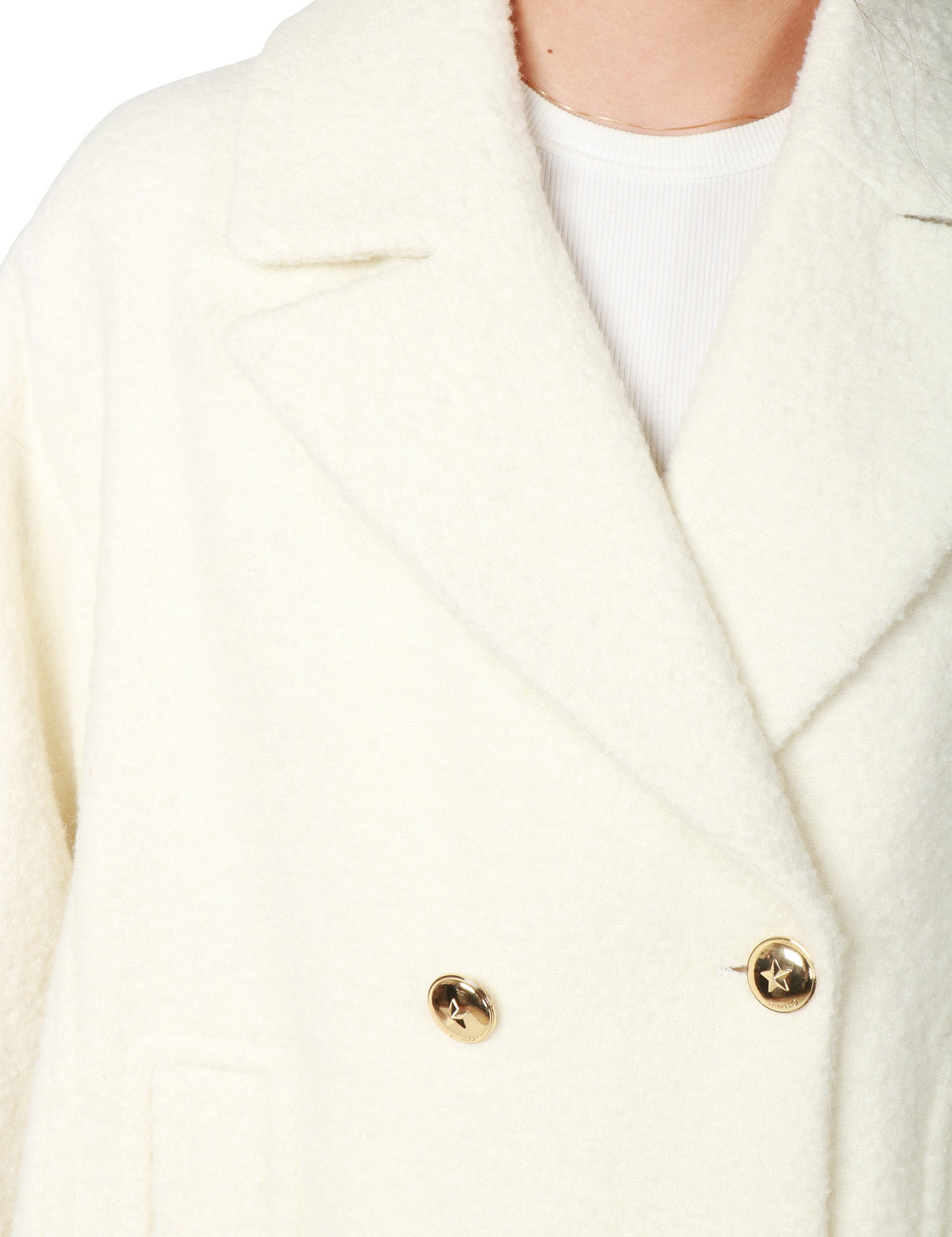 CAPPOTTO DONNA PINKO CANEDERLI TORTORA DOPPIOPETTO IN TESSUTO BOUCLè MISTO LANA CON ALAMARI AI POLSI