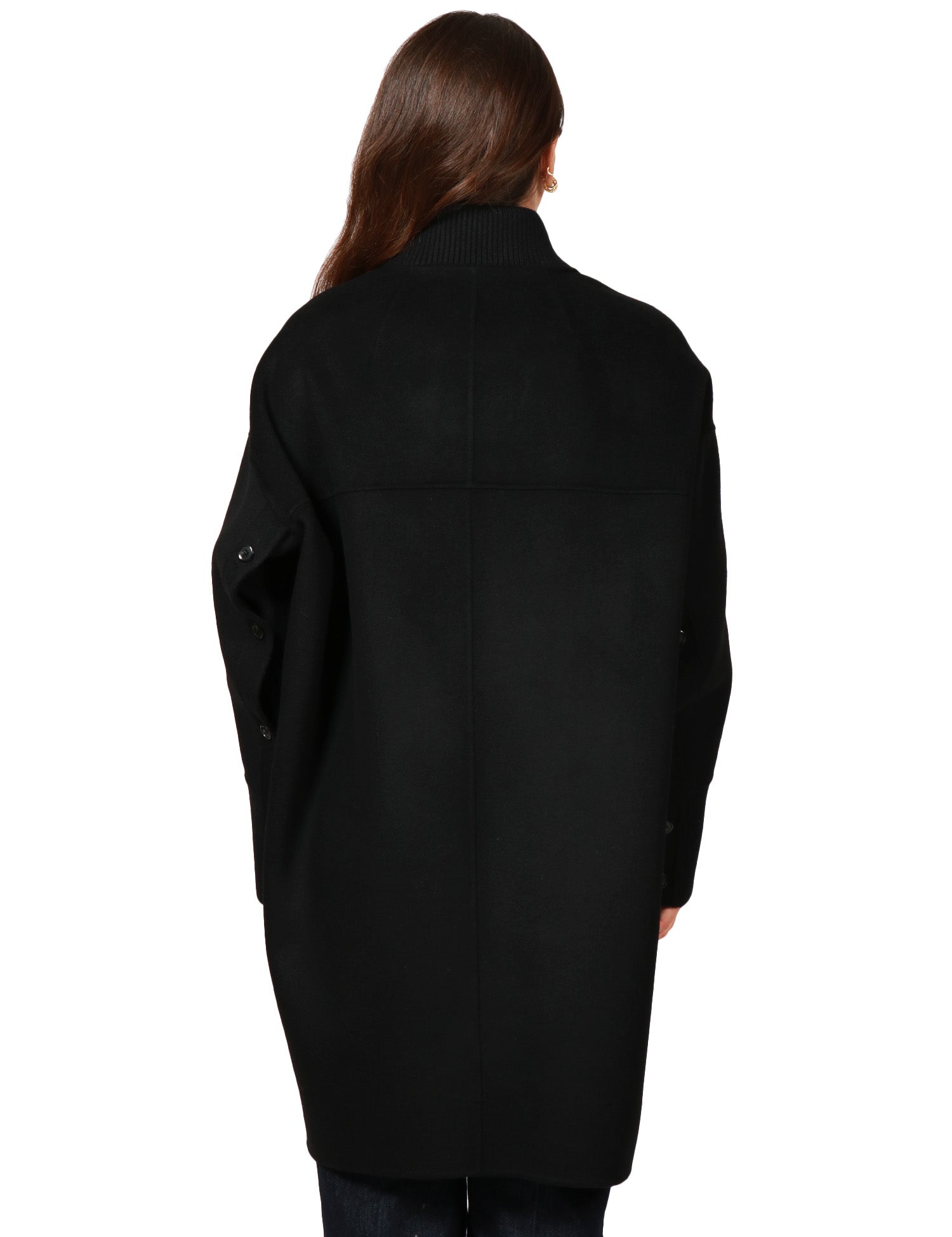 CAPPOTTO DONNA PINKO CERTOSA NERO IN PANNO DOUBLE MISTO LANA CON COLLO A COSTINE E BOTTONI IN TONO