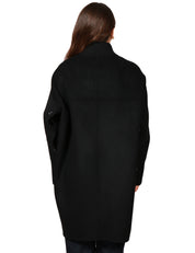 CAPPOTTO DONNA PINKO CERTOSA NERO IN PANNO DOUBLE MISTO LANA CON COLLO A COSTINE E BOTTONI IN TONO