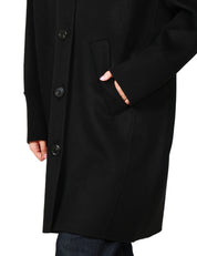 CAPPOTTO DONNA PINKO CERTOSA NERO IN PANNO DOUBLE MISTO LANA CON COLLO A COSTINE E BOTTONI IN TONO