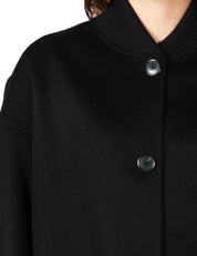 CAPPOTTO DONNA PINKO CERTOSA NERO IN PANNO DOUBLE MISTO LANA CON COLLO A COSTINE E BOTTONI IN TONO