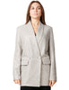 Giacca blazer donna pinko deledda grigia oversize doppiopetto con strass in tono all-over