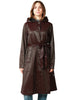 Cappotto impermeabile donna rains a-line bordeaux trapezoidale con cappuccio e cintura in vita