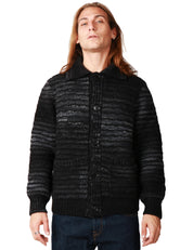 CAMICIA CARDIGAN UOMO ROBERTO COLLINA NERO/GRIGIO IN LANA CON BOTTONI E TASCHE