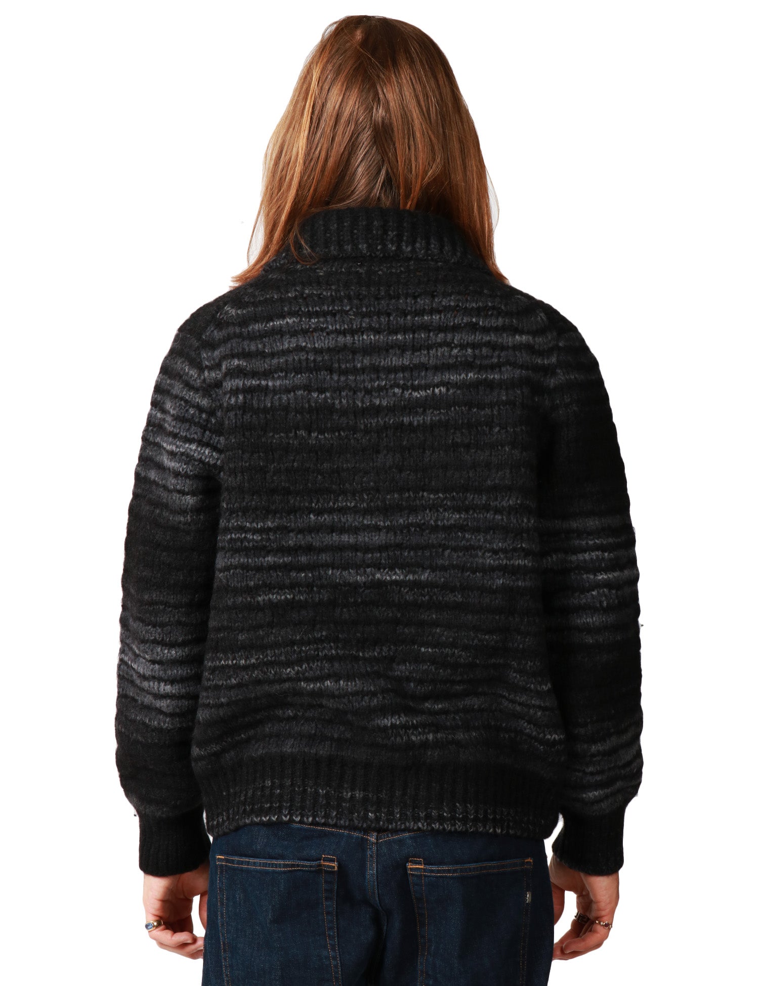 CAMICIA CARDIGAN UOMO ROBERTO COLLINA NERO/GRIGIO IN LANA CON BOTTONI E TASCHE