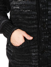 CAMICIA CARDIGAN UOMO ROBERTO COLLINA NERO/GRIGIO IN LANA CON BOTTONI E TASCHE