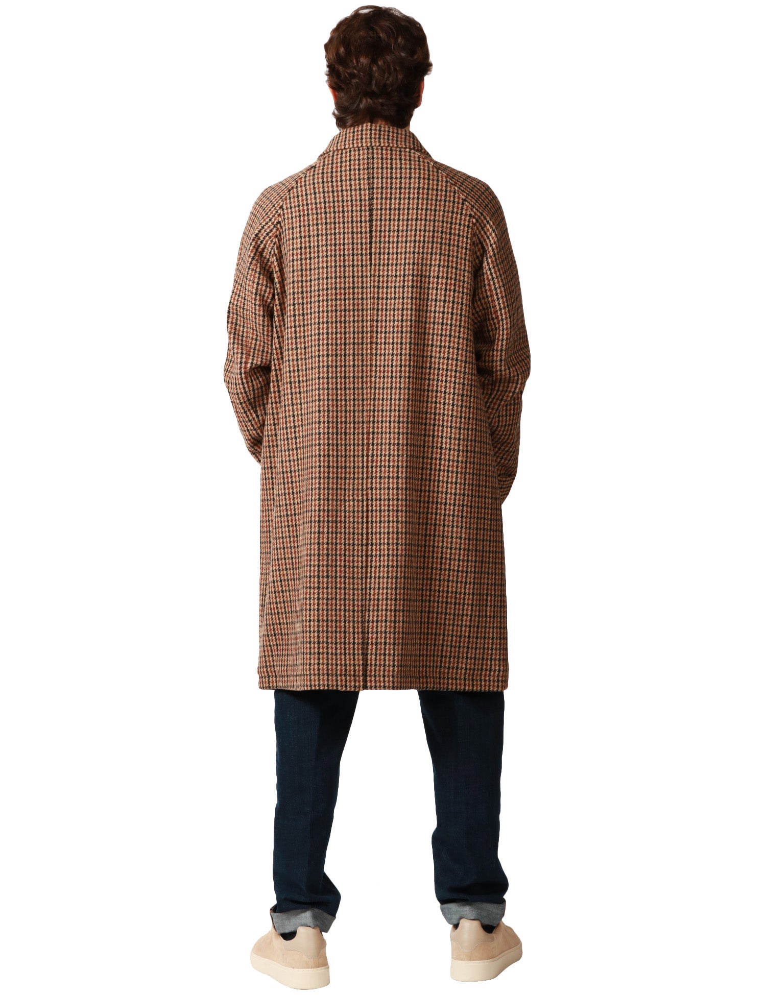 CAPPOTTO UOMO SEBAGO BEIGE PIED DE POULE LUNGHEZZA MEDIA CON COLLETTO E BOTTONI