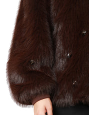 ECOPELLICCIA BOMBER DONNA SWORD COFFEE A PELO MEDIO CON PIETRE APPLICATE