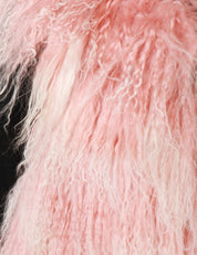 GILET PELLICCIA TAVUS MILANO PINK A PELO LUNGO 100% LANA DI AGNELLO