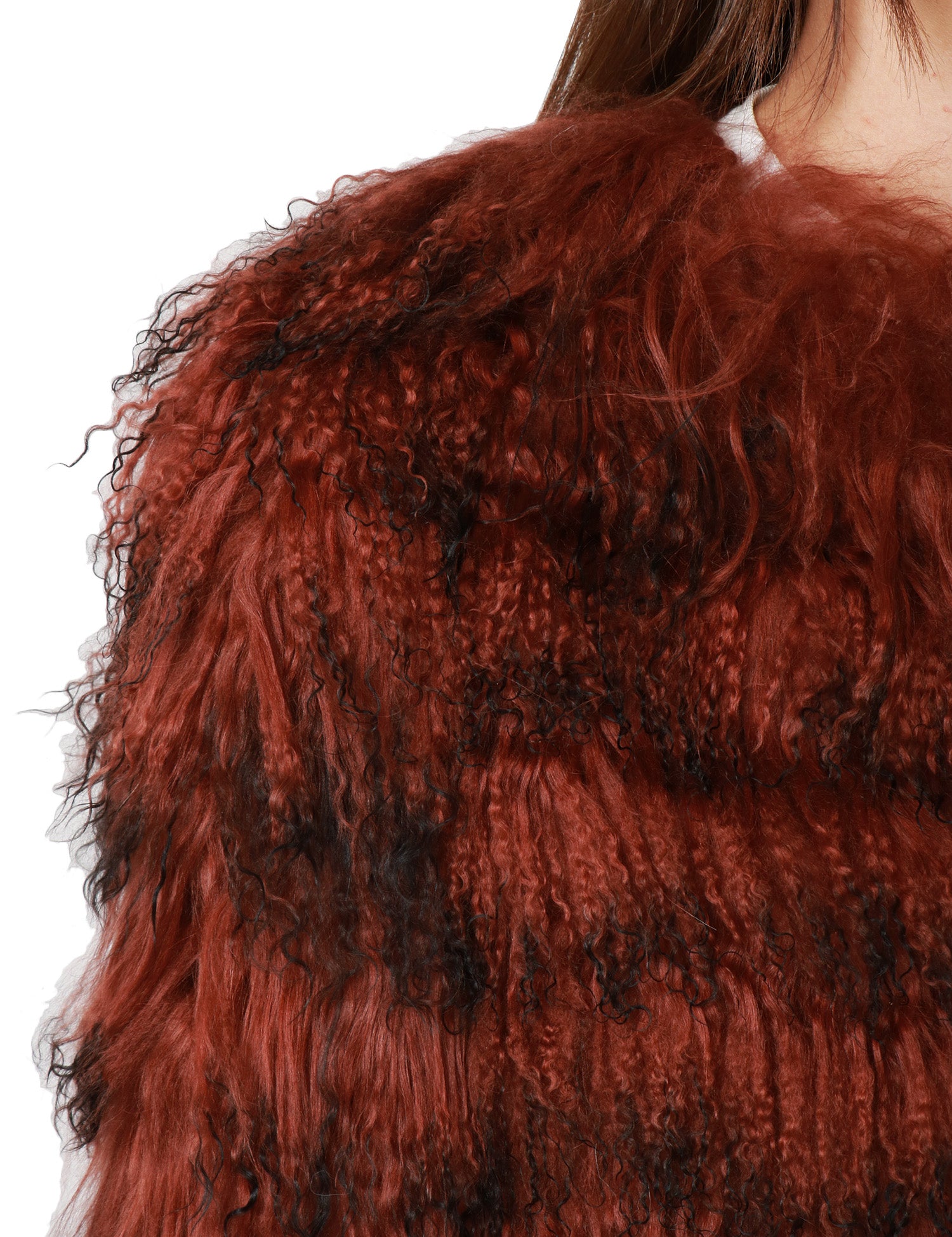 PELLICCIA DONNA TAVUS MILANO BROWN A PELO LUNGO 100% LANA DI AGNELLO