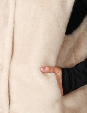 GILET ECOPELLICCIA DONNA TAVUS MILANO BEIGE REVERSIBILE CON CAPPUCCIO