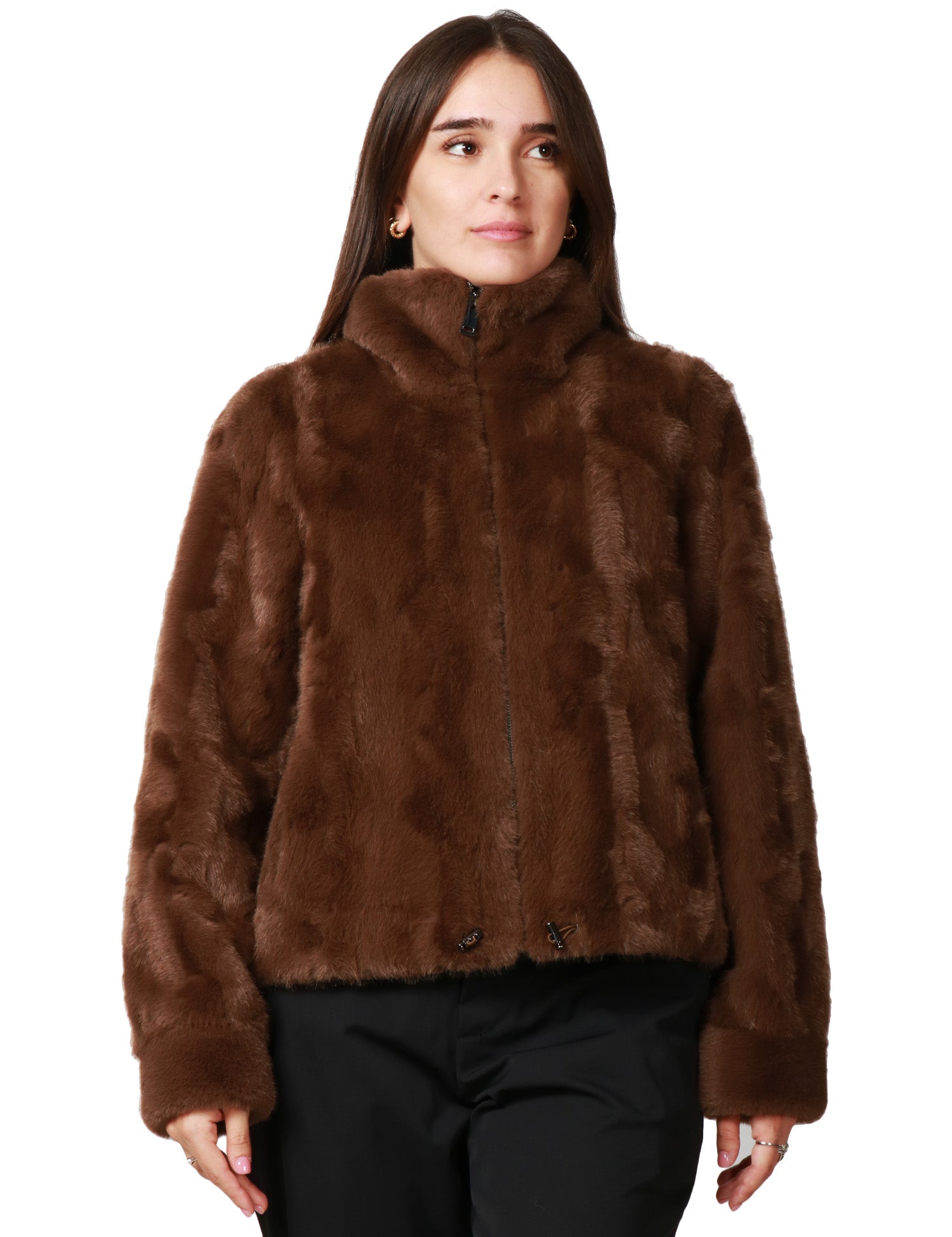 ECOPELLICCIA DONNA TAVUS MILANO BISCOTTO REVERSIBILE CON COLLO ALTO E ZIP