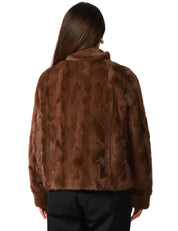 ECOPELLICCIA DONNA TAVUS MILANO BISCOTTO REVERSIBILE CON COLLO ALTO E ZIP