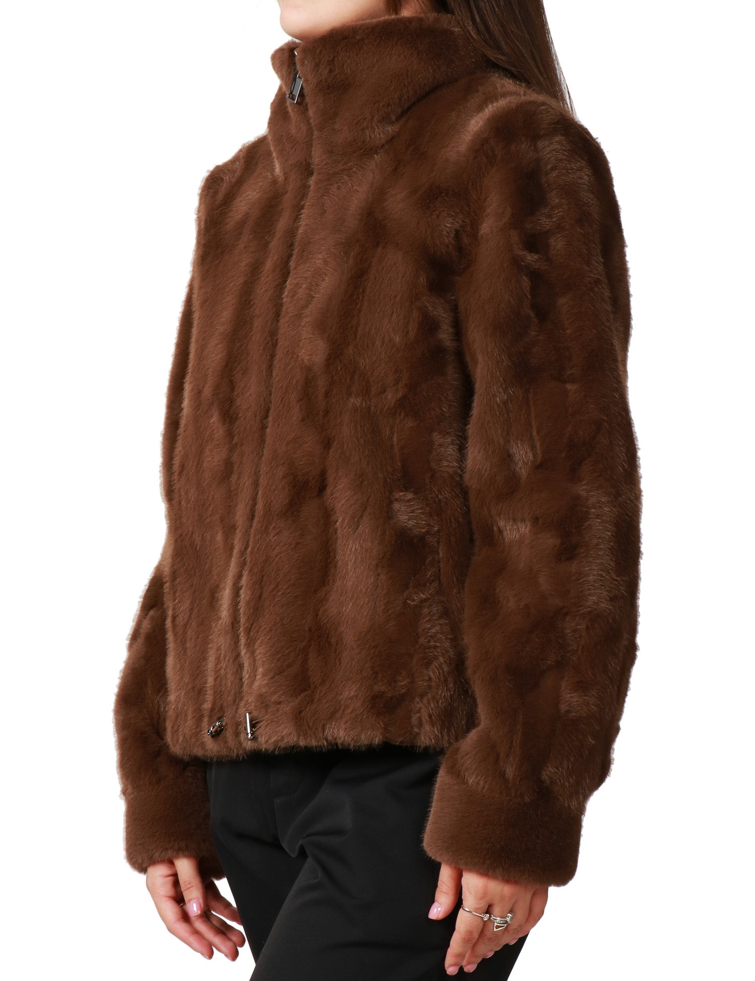 ECOPELLICCIA DONNA TAVUS MILANO BISCOTTO REVERSIBILE CON COLLO ALTO E ZIP