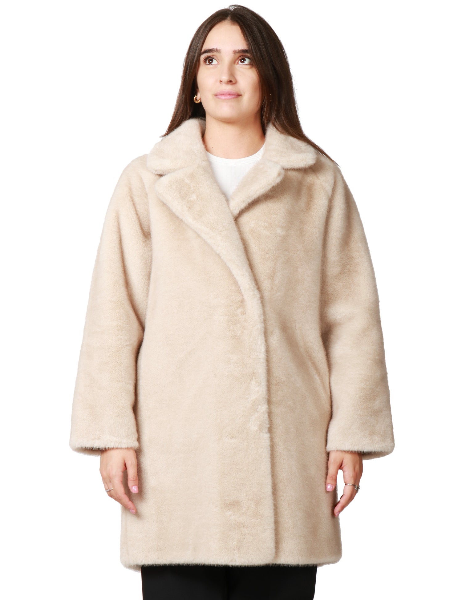 ECOPELLICCIA DONNA TAVUS MILANO BEIGE LUNGHEZZA MEDIA REVERSIBILE