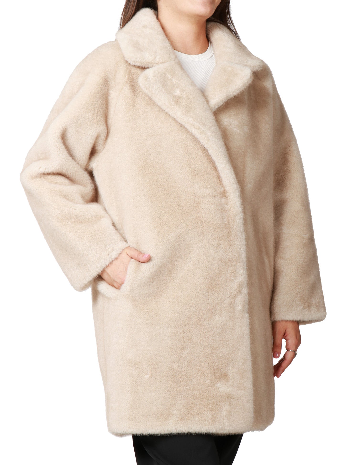 ECOPELLICCIA DONNA TAVUS MILANO BEIGE LUNGHEZZA MEDIA REVERSIBILE