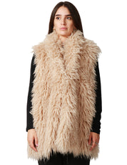 GILET ECOPELLICCIA TAVUS MILANO BEIGE LUNGHEZZA MEDIA A PELO LUNGO
