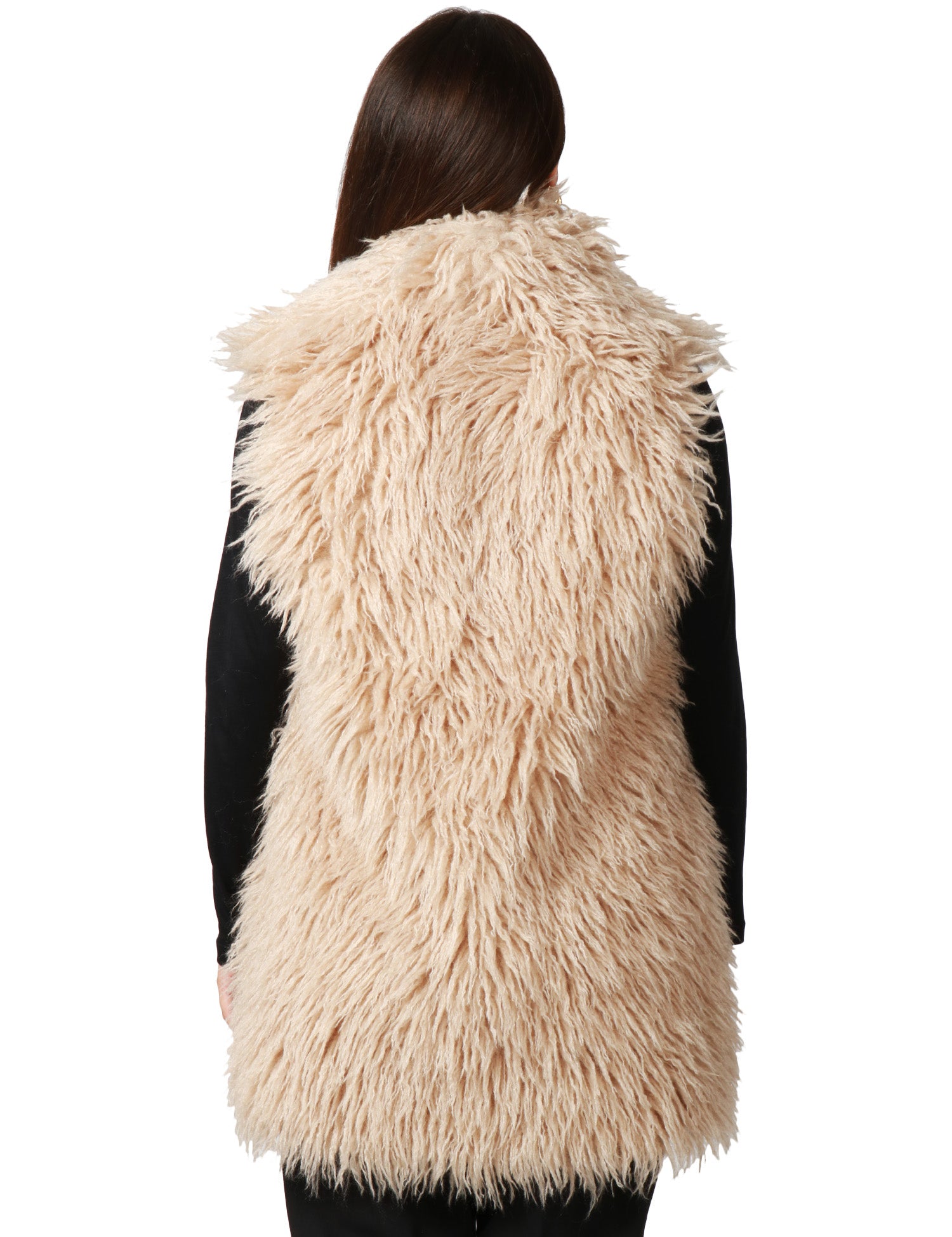 GILET ECOPELLICCIA TAVUS MILANO BEIGE LUNGHEZZA MEDIA A PELO LUNGO