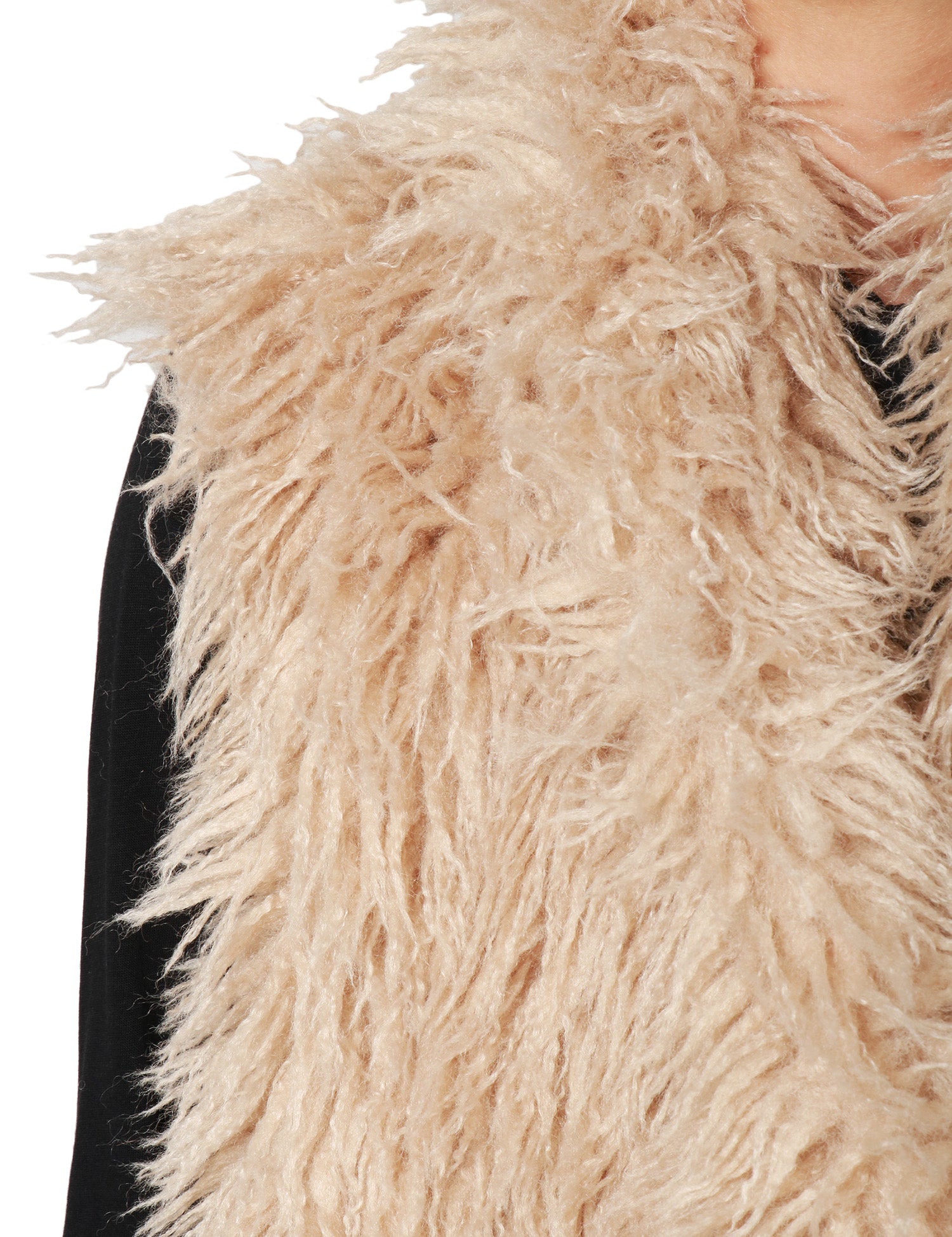 GILET ECOPELLICCIA TAVUS MILANO BEIGE LUNGHEZZA MEDIA A PELO LUNGO