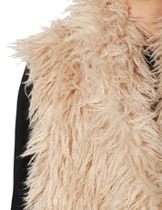 GILET ECOPELLICCIA TAVUS MILANO BEIGE LUNGHEZZA MEDIA A PELO LUNGO