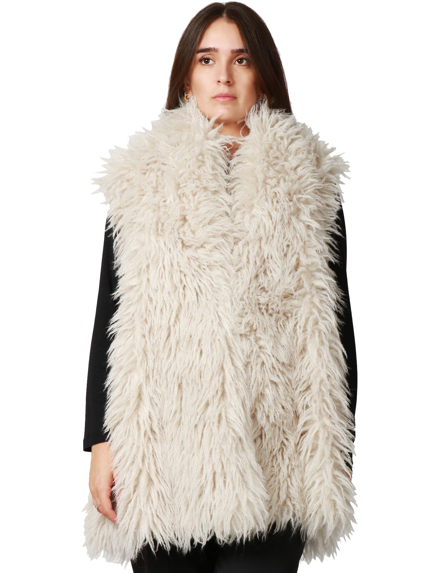 GILET ECOPELLICCIA TAVUS MILANO GHIACCIO LUNGHEZZA MEDIA A PELO LUNGO