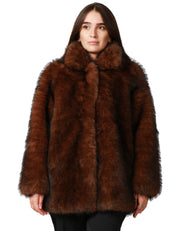 ECOPELLICCIA DONNA TAVUS MILANO DARK BROWN LUNGHEZZA MEDIA CON COLLETO