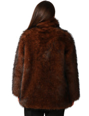 ECOPELLICCIA DONNA TAVUS MILANO DARK BROWN LUNGHEZZA MEDIA CON COLLETO