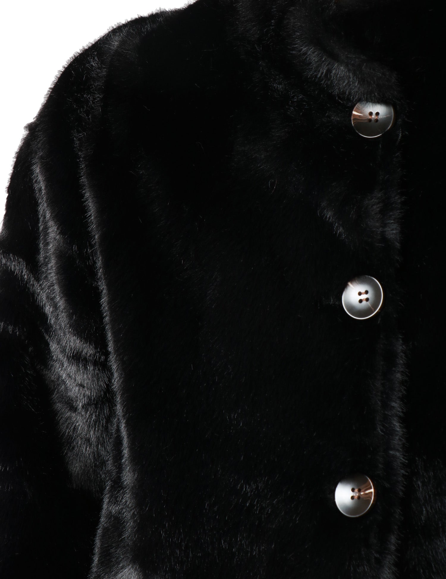 ECOPELLICCIA DONNA TAVUS MILANO NERA REVERSIBILE A PELO MEDIO CON BOTTONI IN TONO