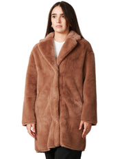 ECOPELLICCIA DONNA TAVUS MILANO MARRONE CHIARO LUNGHEZZA MEDIA CON COLLO REVER