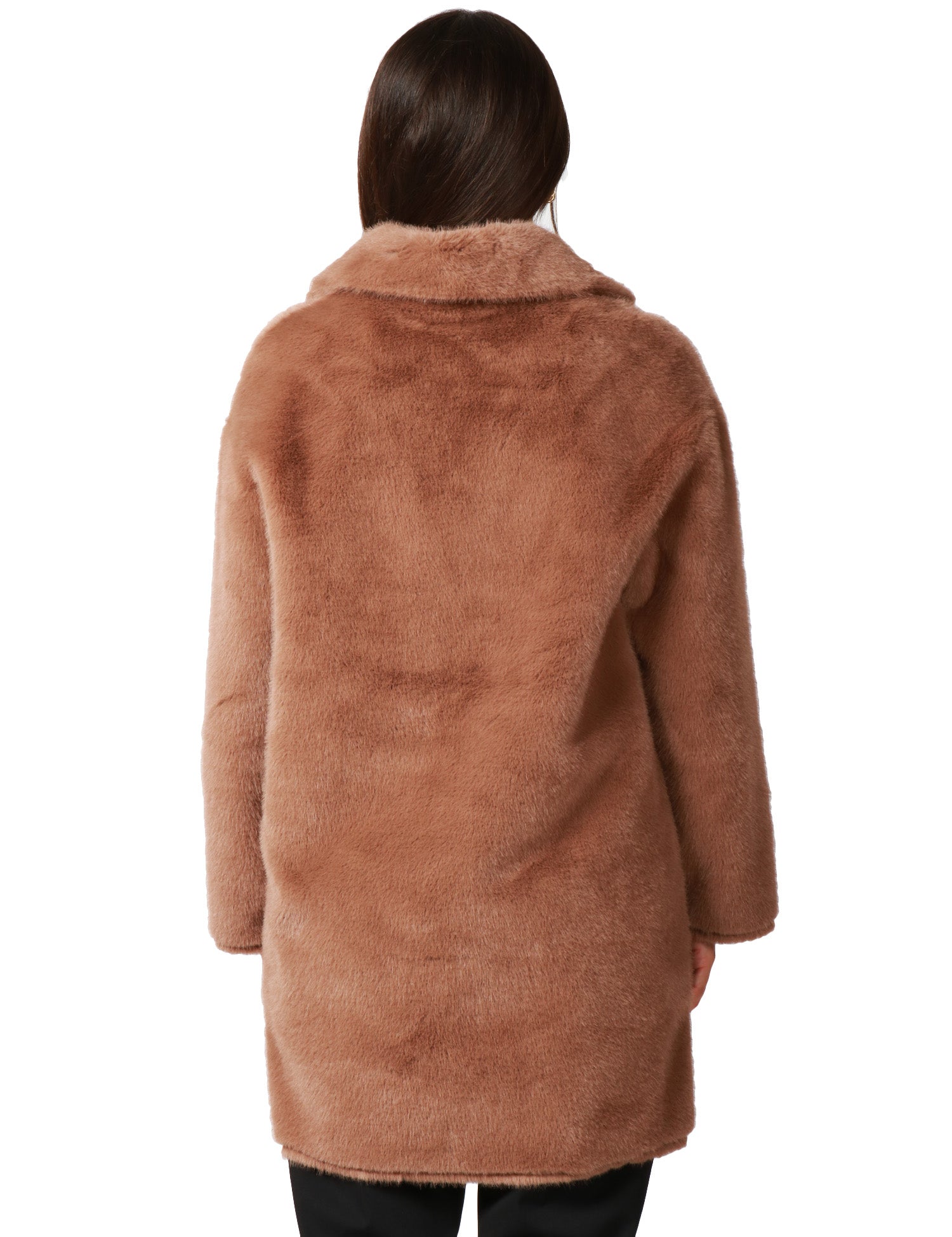 ECOPELLICCIA DONNA TAVUS MILANO MARRONE CHIARO LUNGHEZZA MEDIA CON COLLO REVER