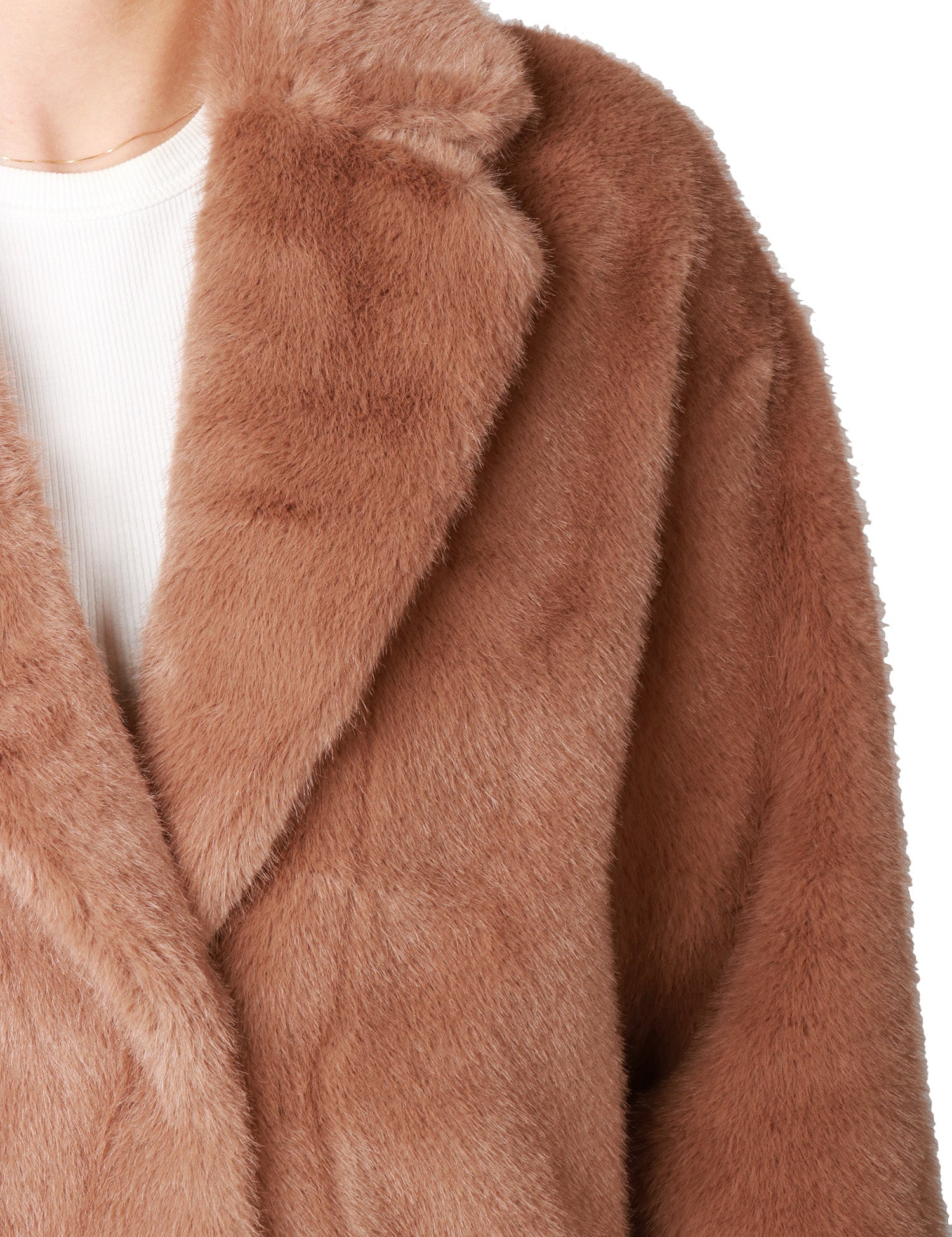 ECOPELLICCIA DONNA TAVUS MILANO MARRONE CHIARO LUNGHEZZA MEDIA CON COLLO REVER