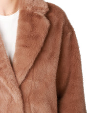 ECOPELLICCIA DONNA TAVUS MILANO MARRONE CHIARO LUNGHEZZA MEDIA CON COLLO REVER