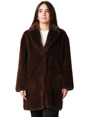 ECOPELLICCIA DONNA TAVUS MILANO CIOCCOLATO LUNGHEZZA MEDIA CON COLLO REVER