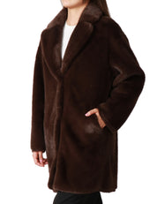 ECOPELLICCIA DONNA TAVUS MILANO CIOCCOLATO LUNGHEZZA MEDIA CON COLLO REVER