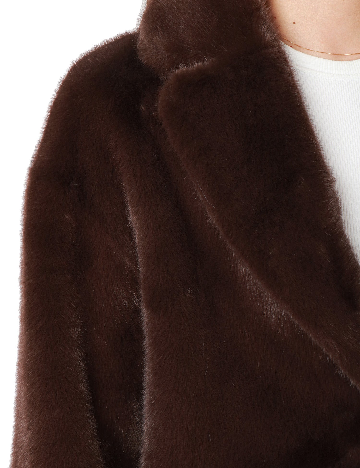 ECOPELLICCIA DONNA TAVUS MILANO CIOCCOLATO LUNGHEZZA MEDIA CON COLLO REVER