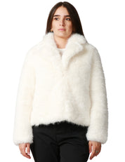 ECOPELLICCIA DONNA TAVUS MILANO WHITE A PELO MEDIO CON COLLO REVER