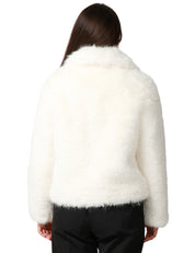 ECOPELLICCIA DONNA TAVUS MILANO WHITE A PELO MEDIO CON COLLO REVER