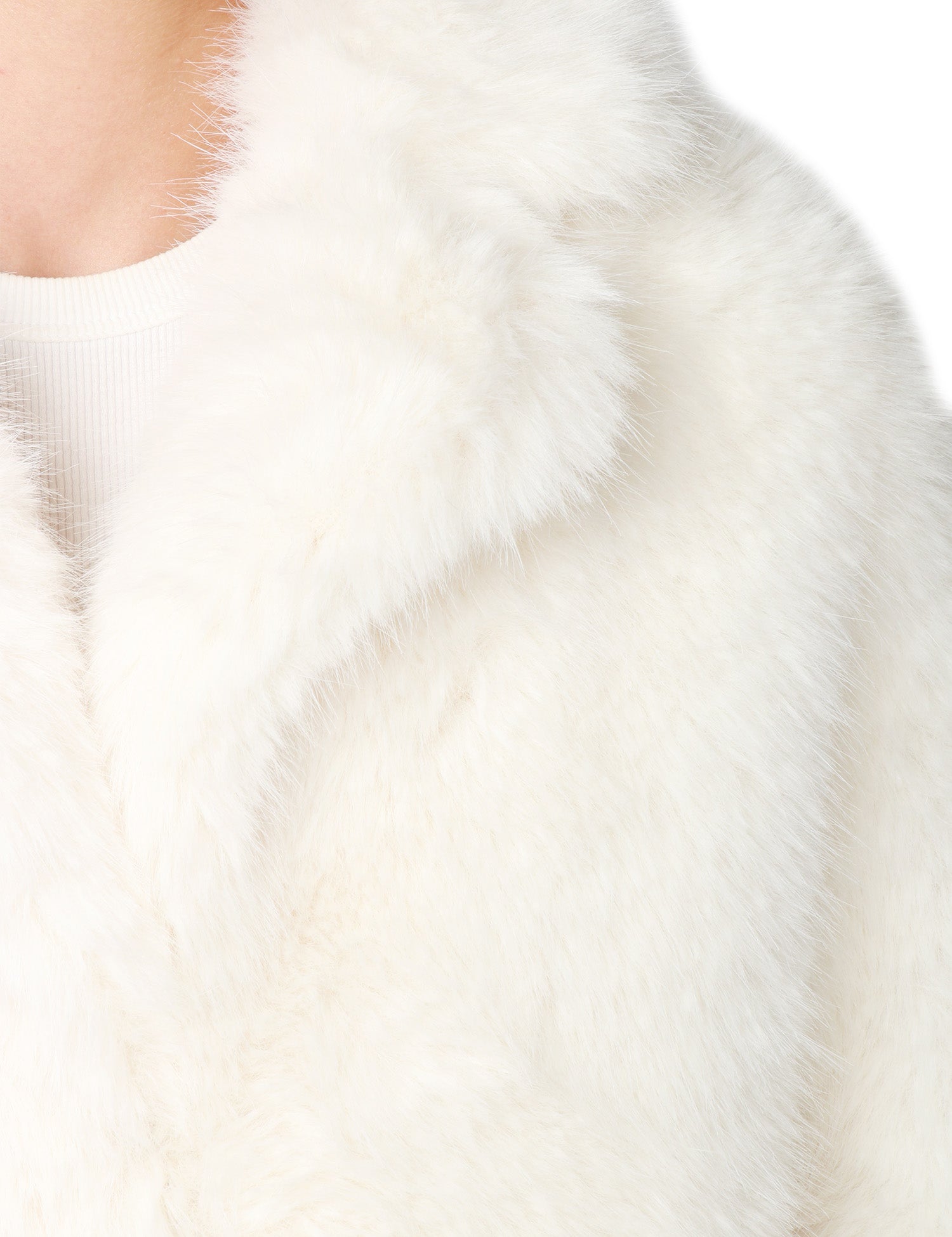 ECOPELLICCIA DONNA TAVUS MILANO WHITE A PELO MEDIO CON COLLO REVER