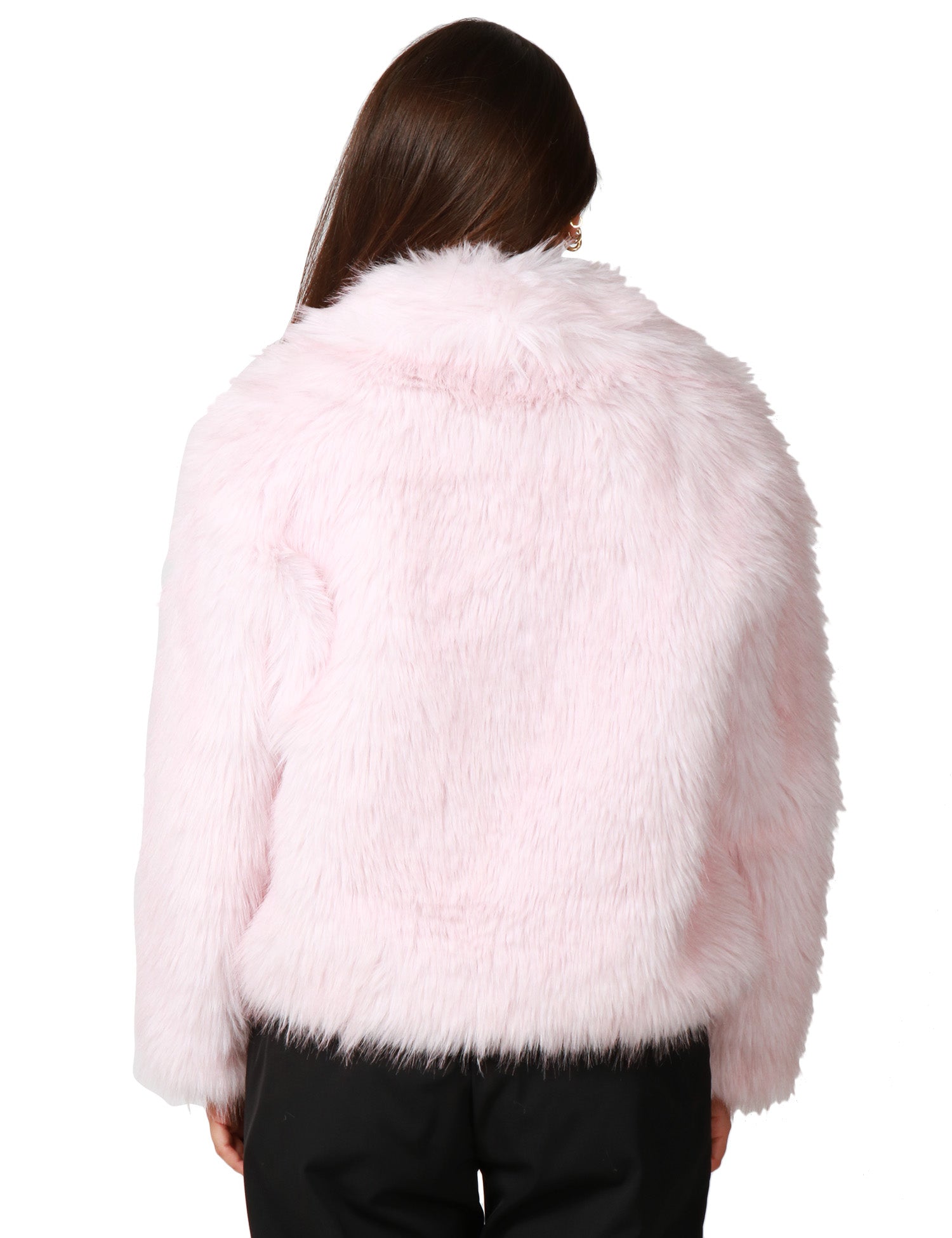 ECOPELLICCIA DONNA TAVUS MILANO PINK A PELO MEDIO CON MAXI COLLO