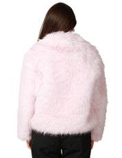 ECOPELLICCIA DONNA TAVUS MILANO PINK A PELO MEDIO CON MAXI COLLO