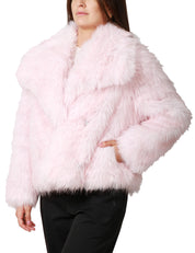 ECOPELLICCIA DONNA TAVUS MILANO PINK A PELO MEDIO CON MAXI COLLO