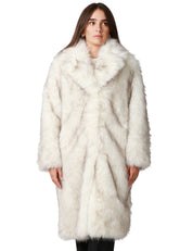 ECOPELLICCIA DONNA TAVUS MILANO BIANCO CRISTALLO LUNGA A PELO MEDIO CON COLLO REVER