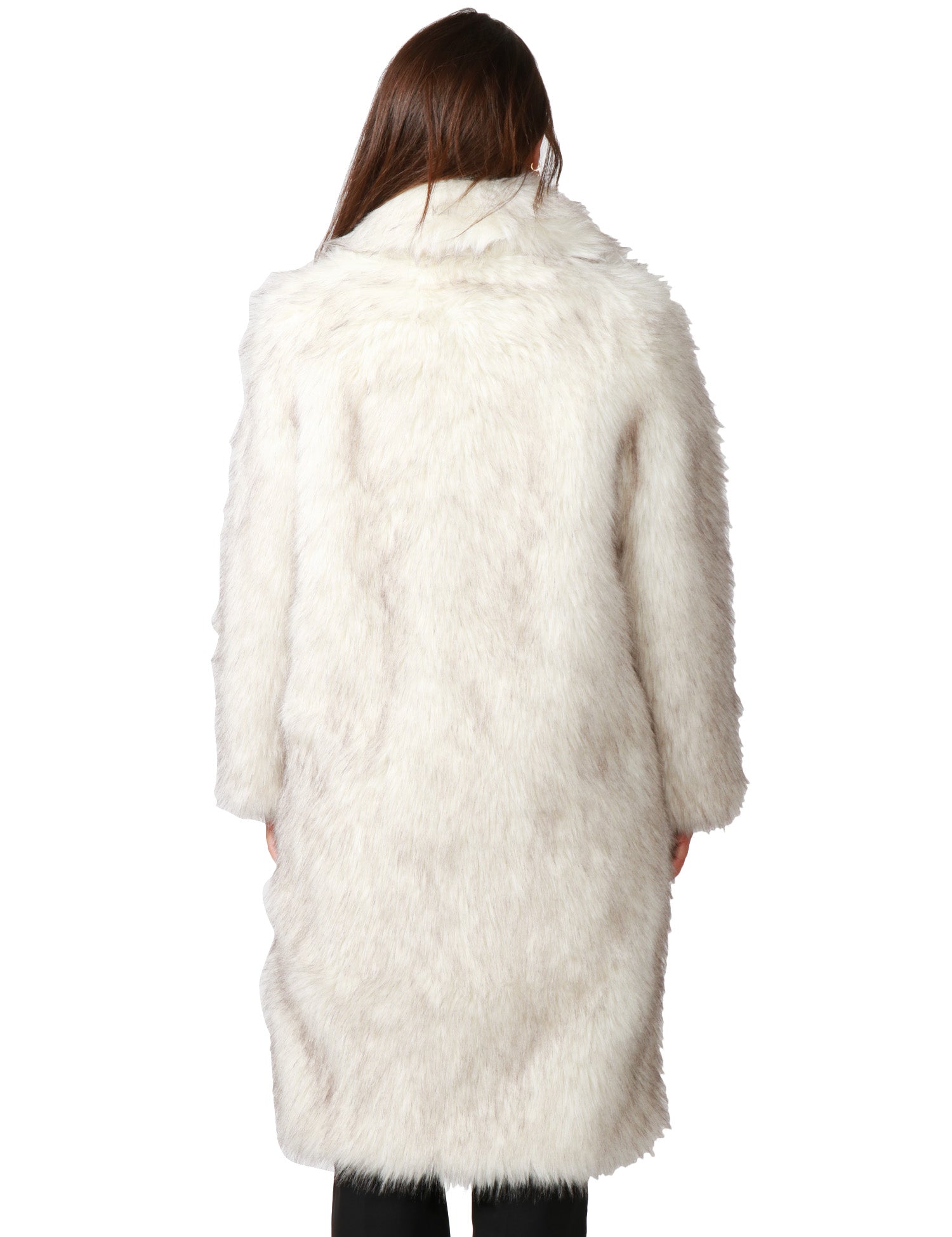 ECOPELLICCIA DONNA TAVUS MILANO BIANCO CRISTALLO LUNGA A PELO MEDIO CON COLLO REVER