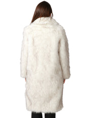 ECOPELLICCIA DONNA TAVUS MILANO BIANCO CRISTALLO LUNGA A PELO MEDIO CON COLLO REVER