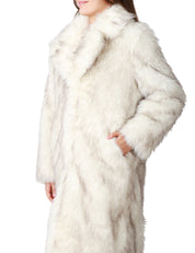 ECOPELLICCIA DONNA TAVUS MILANO BIANCO CRISTALLO LUNGA A PELO MEDIO CON COLLO REVER