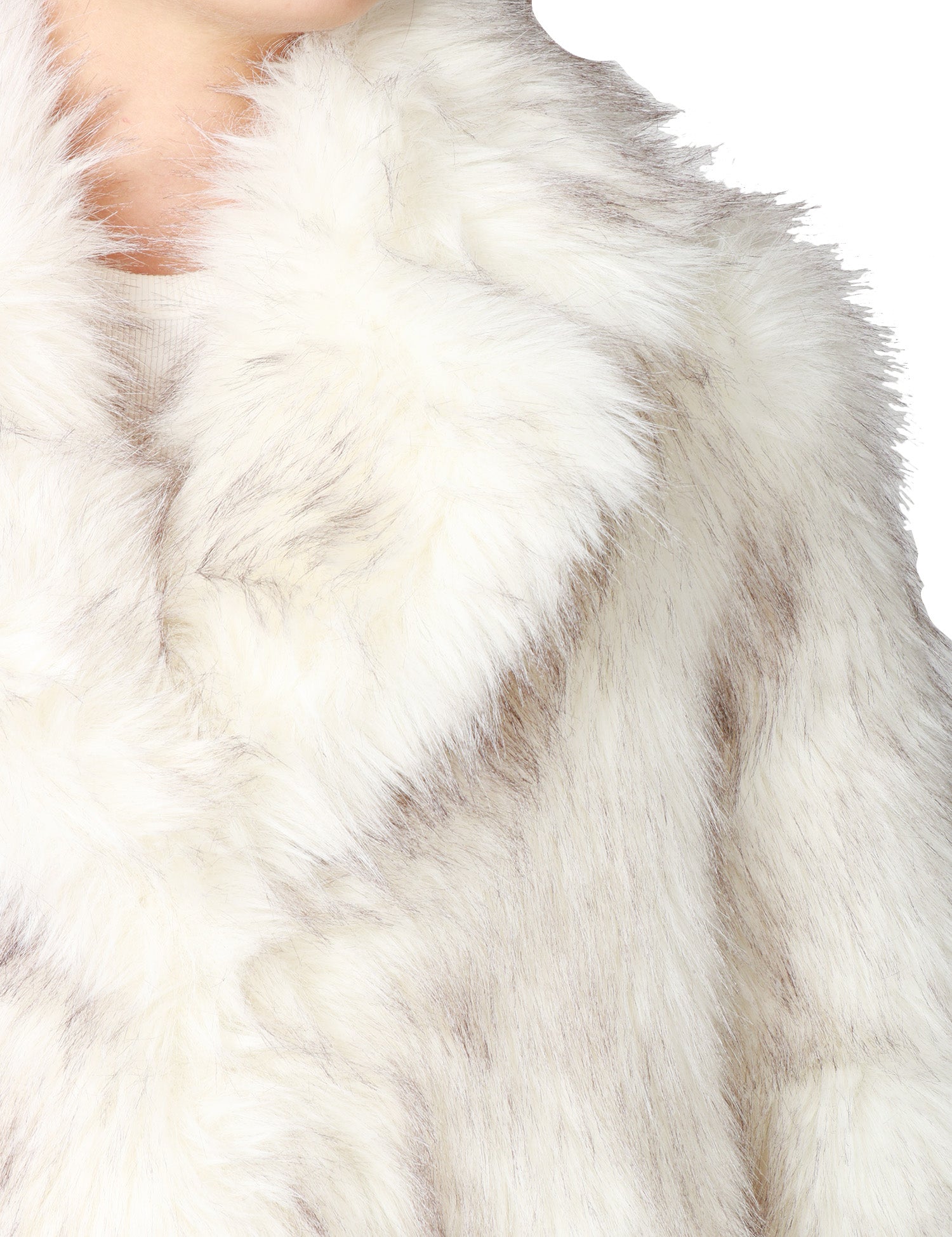 ECOPELLICCIA DONNA TAVUS MILANO BIANCO CRISTALLO LUNGA A PELO MEDIO CON COLLO REVER