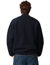 GIUBBOTTO BOMBER UOMO UNIVERSAL WOKS BLU NAVY IN LANA CON ZIP BIDIREZIONALE