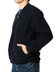 GIUBBOTTO BOMBER UOMO UNIVERSAL WOKS BLU NAVY IN LANA CON ZIP BIDIREZIONALE