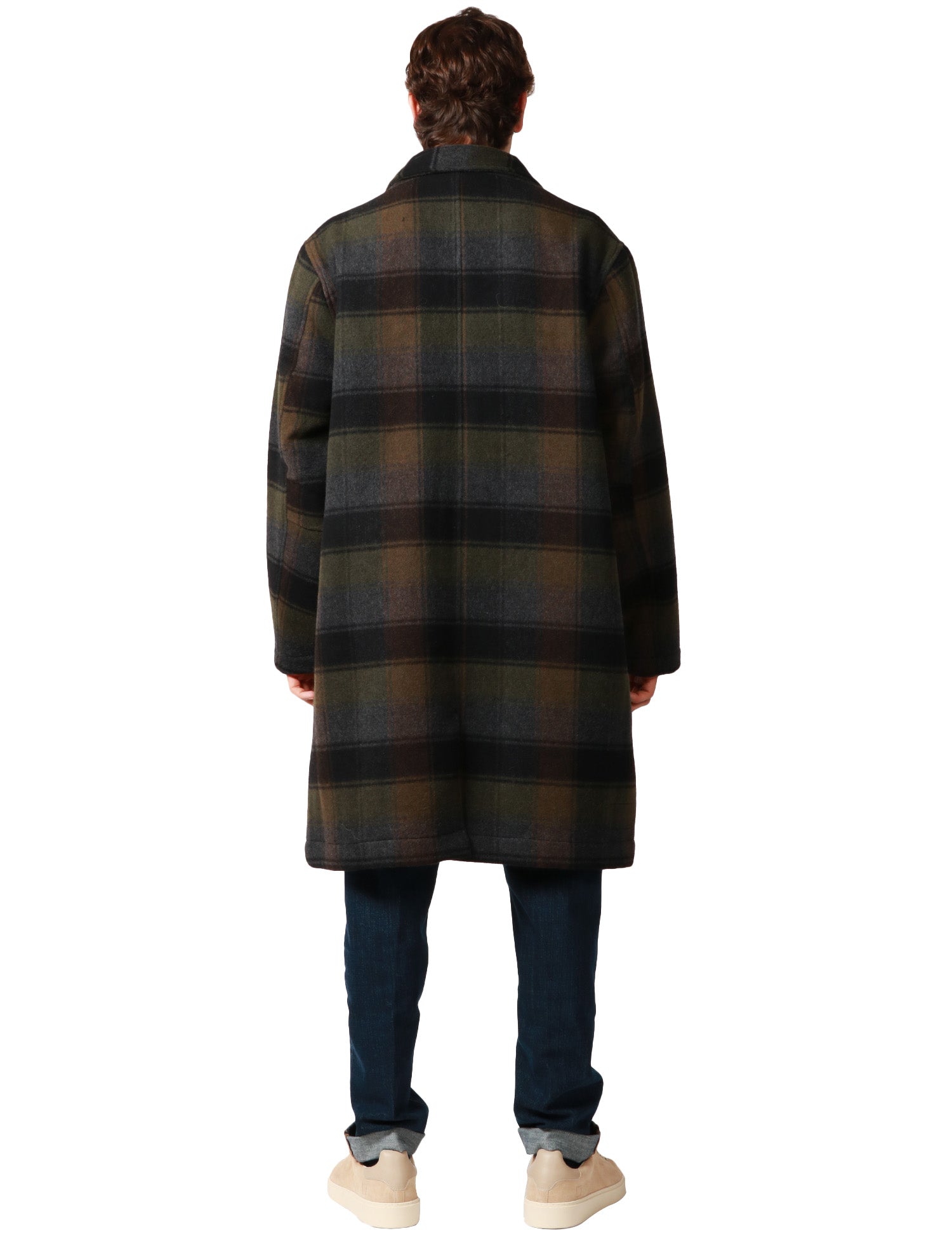 CAPPOTTO UOMO UNIVERSAL WORKS NERO/MORO MOTIVO CHECK IN LANA CON BOTTONI