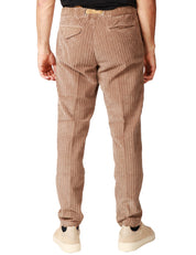 PANTALONE UOMO WHITESAND TORTORA IN VELLUTO A COSTA LARGA CON VITA REGOLABILE